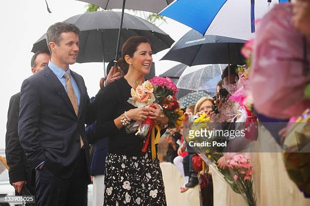 Princess Mary of Denmark and Prince Frederik of Denmark greet the public during a visit to the Arboretum on November 22, 2011 in Canberra, Australia....