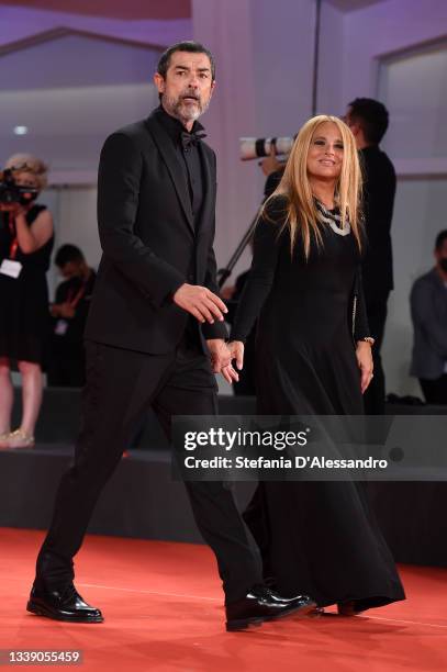 Sabrina Knaflitz and Alessandro Gassman attend the red carpet of the movie "Old Henry" during the 78th Venice International Film Festival on...