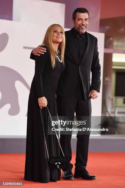 Sabrina Knaflitz and Alessandro Gassman attend the red carpet of the movie "Old Henry" during the 78th Venice International Film Festival on...