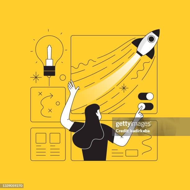 ilustrações de stock, clip art, desenhos animados e ícones de start up content modern flat style illustration - nova empresa