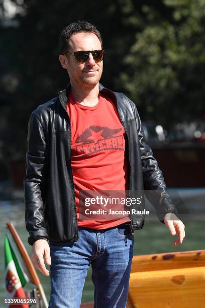 Elio Germano arrives at the 78th Venice International Film Festival on September 08, 2021 in Venice, Italy.