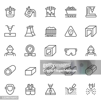 Metallurgy icon set Metallurgy icon set