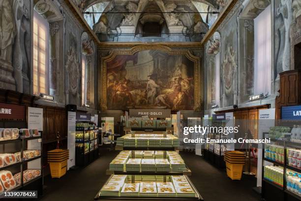 General view of Re-Food Market , an iconic supermarket powered by Esselunga - located at the Sala Cenacolo of the Museo Nazionale della Scienza e...