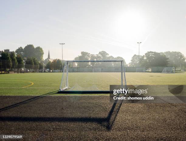goal post at a public sports ground - football field bildbanksfoton och bilder