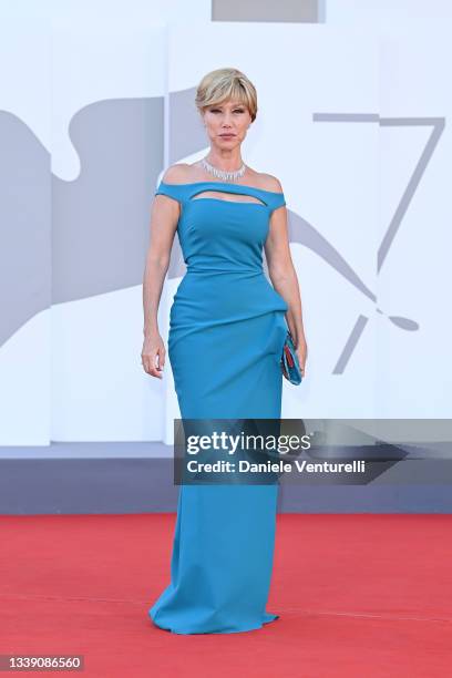 Nancy Brilli attends the red carpet of the movie "Freaks Out" during the 78th Venice International Film Festival on September 08, 2021 in Venice,...