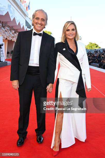 Giovanni Terzi and Simona Ventura attend the red carpet of the movie "Freaks Out" during the 78th Venice International Film Festival on September 08,...