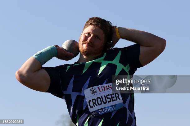 Ryan Crouser of United States competes in the Men's Shot Put Final during the Weltklasse Zurich, part of the Wanda Diamond League at Stadium...