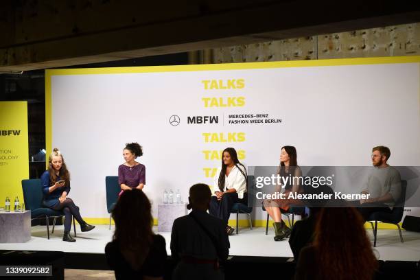 Carina Bischof, Orsola de Castro, Sophie Tendai Christiaens, Dr. Monika Hauck and Dr. Karsten Pufahl speak during the "Fashion Open Studio x MBFW"...