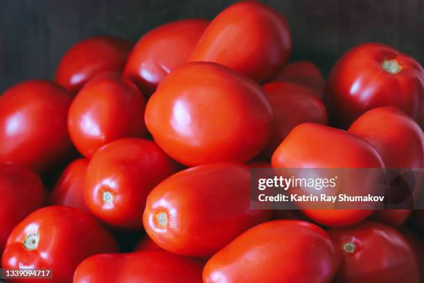 roma tomatoes galore! - eiertomate stock-fotos und bilder