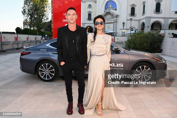 Mara Lane and Jonathan Rhys Meyers arrive on the red carpet of the movie "Freaks Out" during the 78th Venice International Film Festival on September...