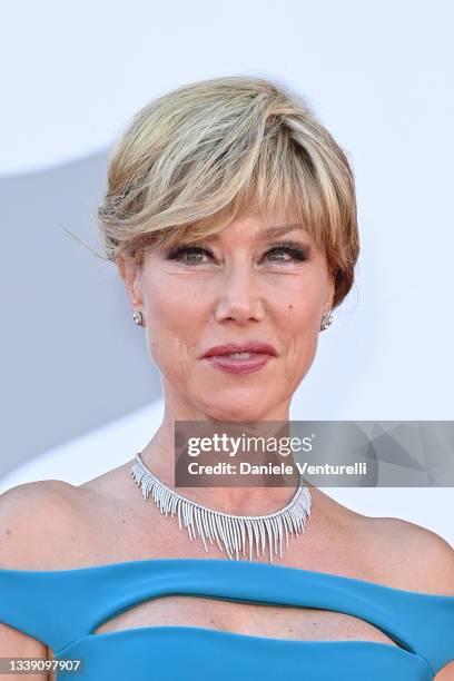 Nancy Brilli attends the red carpet of the movie "Freaks Out" during the 78th Venice International Film Festival on September 08, 2021 in Venice,...