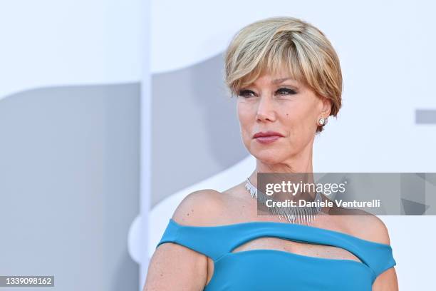 Nancy Brilli attends the red carpet of the movie "Freaks Out" during the 78th Venice International Film Festival on September 08, 2021 in Venice,...