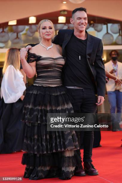 Anastacia and Jonathan Rhys Meyers attend the red carpet of the movie "Freaks Out" during the 78th Venice International Film Festival on September...