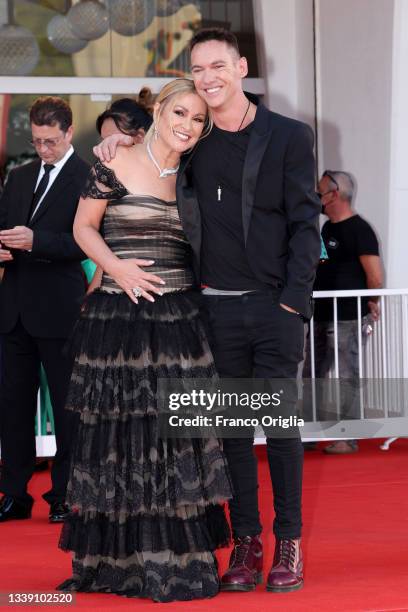 Anastacia and Jonathan Rhys Meyers attend the red carpet of the movie "Freaks Out" during the 78th Venice International Film Festival on September...