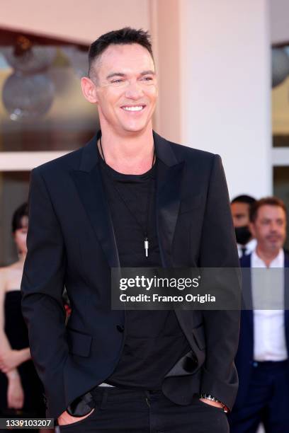 Jonathan Rhys Meyers attends the red carpet of the movie "Freaks Out" during the 78th Venice International Film Festival on September 08, 2021 in...