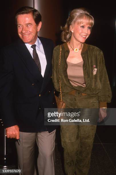 Married couple Jon Eicholtz and actress Barbara Eden attend the 'Rocky V' premiere at the Directors Guild Theater, Hollywood, California, November...