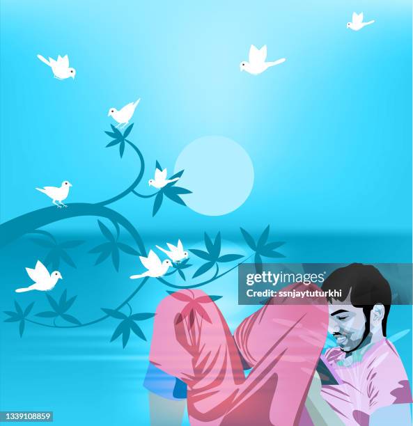 boy is enjoy with watching comedy video - family watching movie stock illustrations