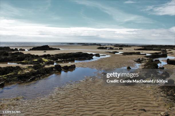 scenic view of beach against sky,southerness,dumfries,united kingdom,uk - dumfries fotografías e imágenes de stock