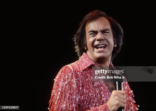 Neil Diamond performs in concert, June 13, 1983 in Los Angeles, California.