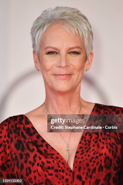 Jamie Lee Curtis attends the red carpet of the movie "Halloween Kills" during the 78th Venice International Film Festival on September 08, 2021 in...