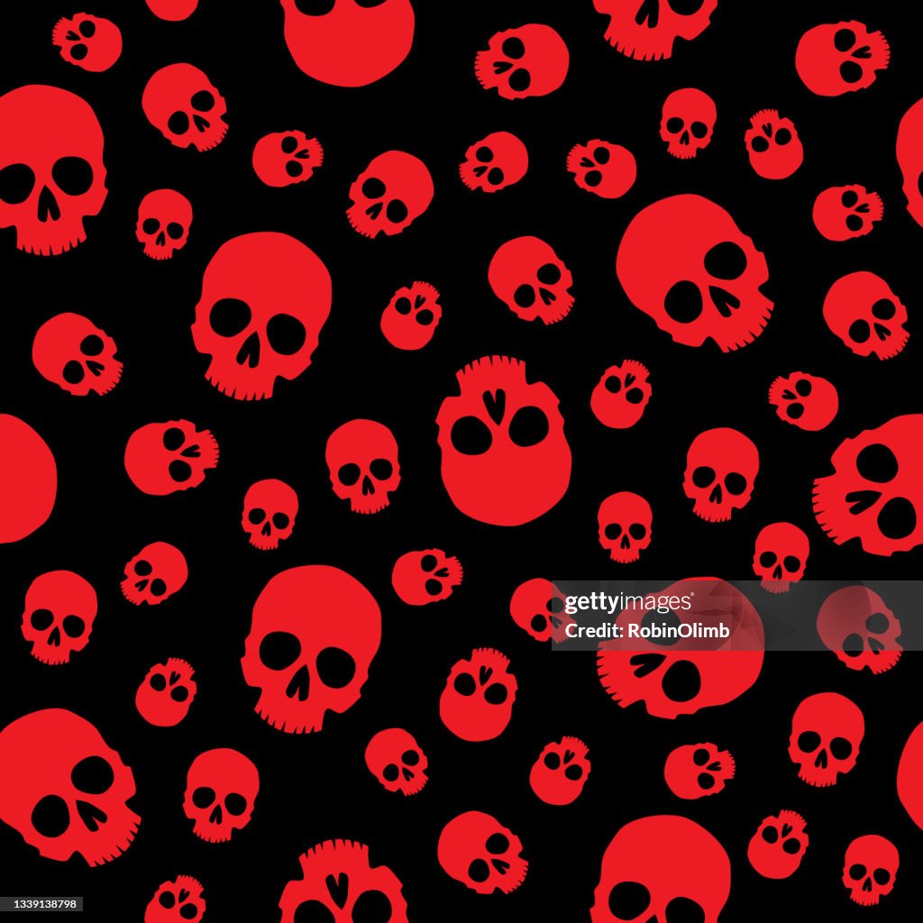 Big And Little Red Skulls Seamless Pattern
