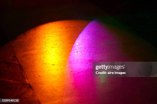 close up of stage floor illuminated with multi color lights - backstage set stock pictures, royalty-free photos & images