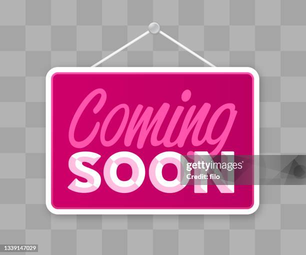 coming soon hanging sign - construction groundwork stock illustrations