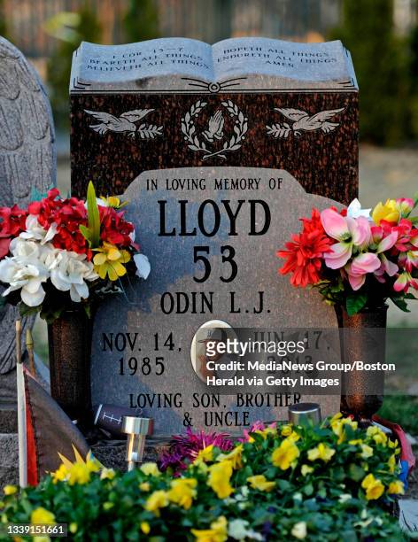 Odin Lloyd's grave at Oak Lawn Cemetery in Boston is seen on Wednesday, April 15, 2015. Former New England Patriots player Aaron Hernandez was taken...
