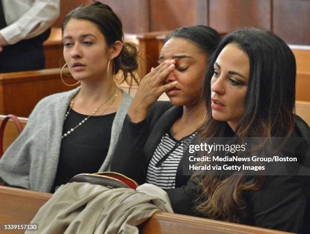 Aaron Hernandez's girlfriend Shayanna Jenkins composes herself after the not guilty verdict settles in. April 14, 2017 Staff photo Chris Christo