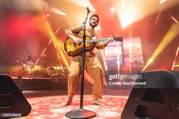 Colombian singer Camilo performs in concert at the Estadi Olimpic Lluis Companys on September 08, 2021 in Barcelona, Spain.