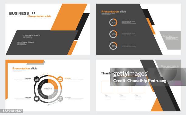 presentation flyer set stock illustrationtemplate, slide show presentation software, infographic, design, brochure - graphic design process stock illustrations