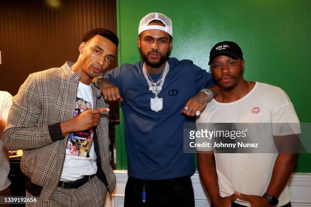 Julian Elijah Martinez, Dave East, and Marcus Callender attend the Wu-Tang: An American Saga Season 2 Premiere Watch Party with DJ SKEE at Bleeker...