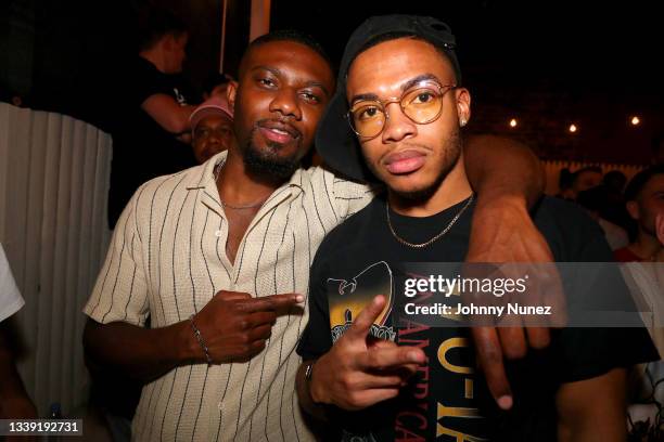 JaQwan J. Kelly and Damani D. Sease attend the Wu-Tang: An American Saga Season 2 Premiere Watch Party with DJ SKEE at Bleeker Trading on September...