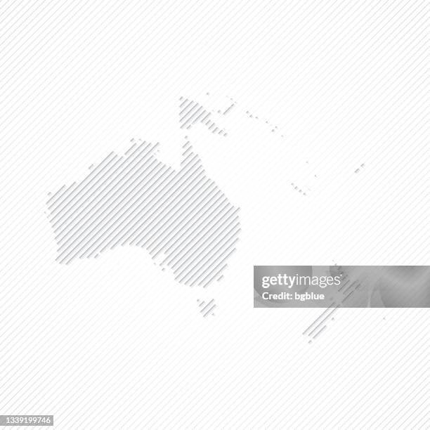 oceania map designed with lines on white background - thin diagonal lines border stock illustrations