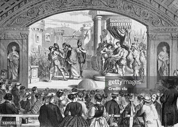 austria, brixlegg, tyrol: passion play - 1868 stock illustrations