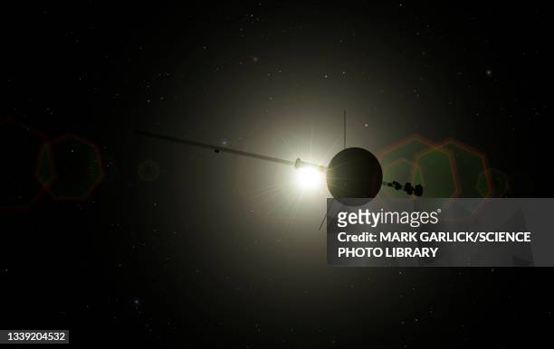 stockillustraties, clipart, cartoons en iconen met artwork of voyager leaving solar system - exploratory spacecraft