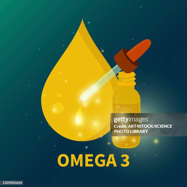 omega 3 fish oil, conceptual illustration - calcium stock illustrations