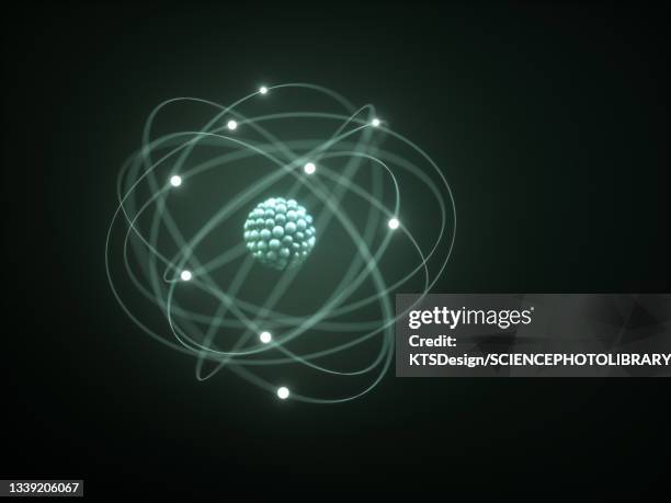 atomic structure, illustration - orbit stock-fotos und bilder