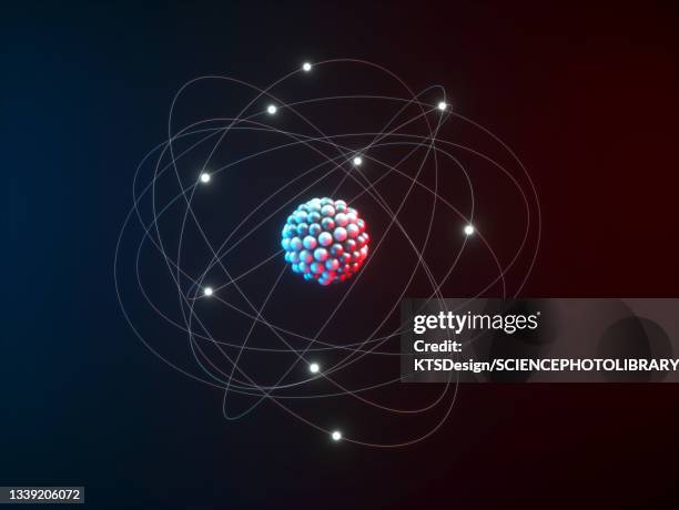 atomic structure, illustration - átomo fotografías e imágenes de stock