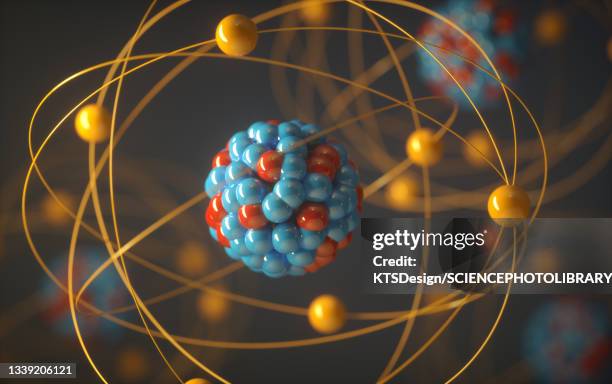 atomic structure, illustration - proton stock pictures, royalty-free photos & images