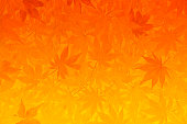 Japanese paper and Autumn Leaves Background - Orange to Yellow Gradation