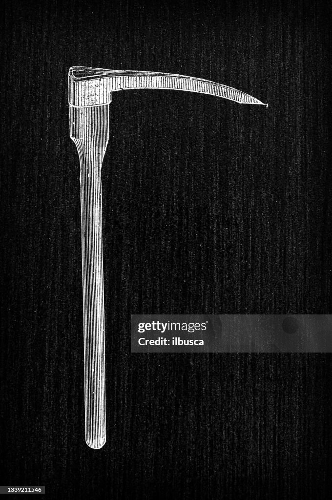 Mining Axe Design Antique Illustration Engraving Of Manufacturing Industry Mining Pick ...