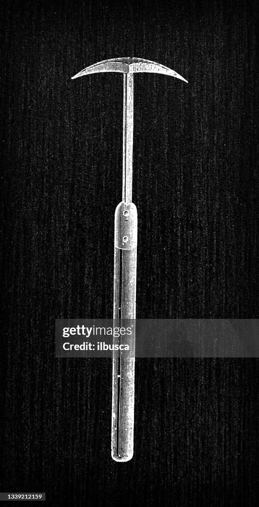 Mining Axe Design Antique Illustration Engraving Of Manufacturing Industry Mining Pick ...