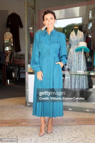 Patroness of the festival Serena Rossi attends a photocall at the "Cooperativa Il Cerchio" space during the 78th Venice International Film Festival...