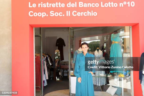 Patroness of the festival Serena Rossi attends a photocall at the "Cooperativa Il Cerchio" space during the 78th Venice International Film Festival...