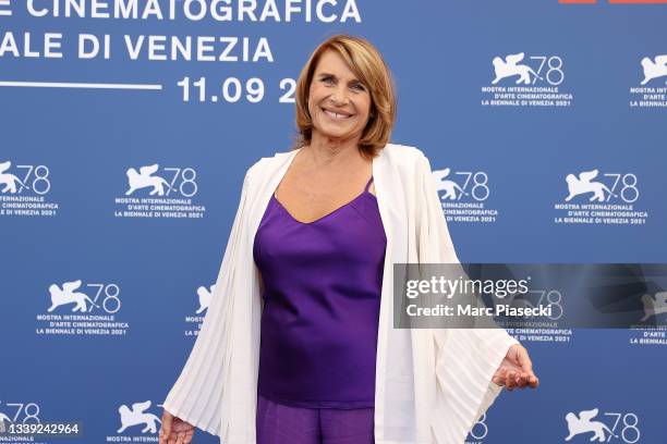 Paola Pitagora attends the photocall of "Viaggio Nel Crepuscolo" during the 78th Venice International Film Festival on September 09, 2021 in Venice,...