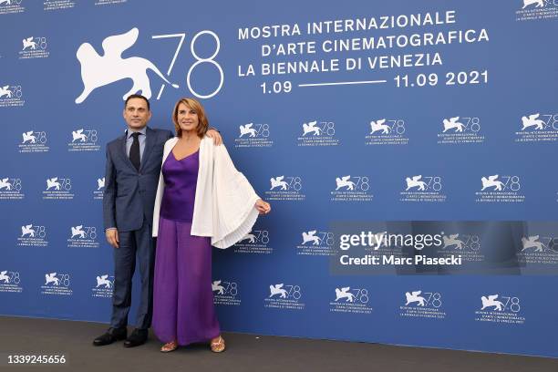 Director Augusto Contento and Paola Pitagora attend the photocall of "Viaggio Nel Crepuscolo" during the 78th Venice International Film Festival on...