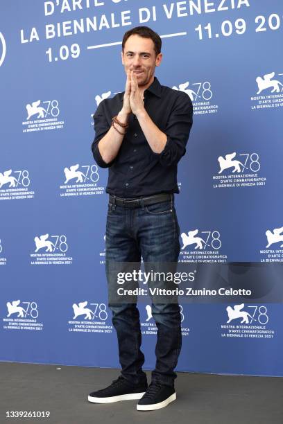 Elio Germano attends the photocall of "America Latina" during the 78th Venice International Film Festival on September 09, 2021 in Venice, Italy.