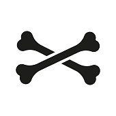 Bone icon. Crossed bones black silhouette.