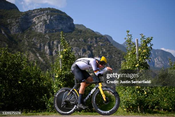 Maurice Ballerstedt of Germany sprints during the 27th UEC Road Cycling European Championships 2021 - U23 Men's Individual Time Trial a 22,4km race...